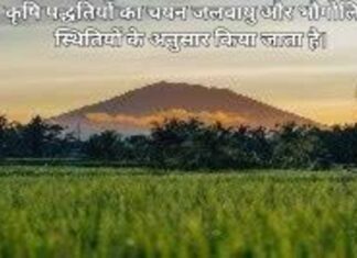 भारत में कृषि पद्धतियों का चयन जलवायु और भौगोलिक स्थितियों के अनुसार किया जाता है। (1)